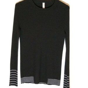 ATHLETA TABLE ROCK CREW SWEATER PULLOVER Medium BLACK SILVER #485910 J1